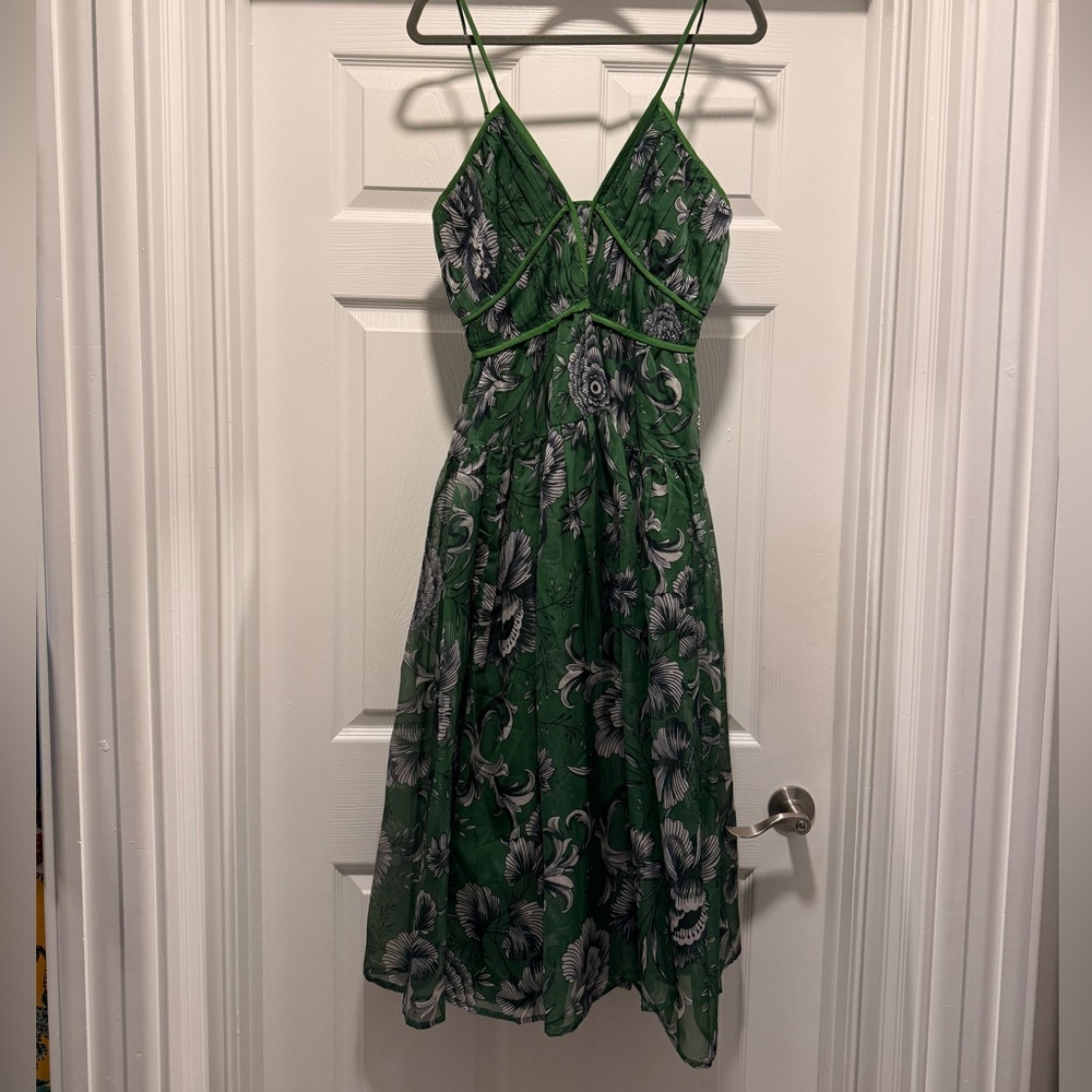 Anthropologie V-Neck Floral Halter Midi Dress